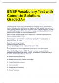 BNSF Vocabulary Test with Complete Solutions Graded A