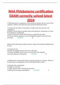 NHA Phlebotomy certification EXAM correctly solved latest 2024