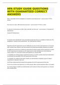 HFA STUDY GUIDE QUESTIONS WITH GUARANTEED CORRECT ANSWERS