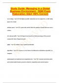 Study Guide: Managing in a Global  Business Environment - D080 Exam  Elaboration |Q&A 100% Correct|