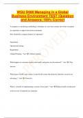 WGU D080 Managing in a Global  Business Environment TEST |Question  and Answers| 100% Correct