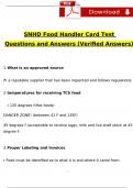 SNHD Food Handler Card Test Questions and Answers (2024 / 2025) (Verified Answers) 