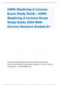 USPA Skydiving A License  Exam Study Guide / USPA  Skydiving A License Exam  Study Guide 2024 With  Correct Answers Graded A+