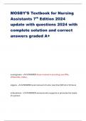 MOSBY’S Textbook for Nursing  Assistants 7th Edition 2024  update with questions 2024 with  complete solution and correct  answers graded A+