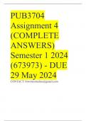 PUB3704 Assignment 4 (COMPLETE ANSWERS) Semester 1 2024 (673973) - DUE 29 May 2024