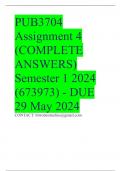 PUB3704 Assignment 4 (COMPLETE ANSWERS) Semester 1 2024 (673973) - DUE 29 May 2024