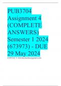 PUB3704 Assignment 4 (COMPLETE ANSWERS) Semester 1 2024 (673973) - DUE 29 May 2024