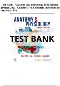 Test Bank For Anatomy and Physiology 11th Edition Patton||ISBN N0-10,0323775713||ISBN NO-13,978-0323775717||All Chapters||Complete Guide A+||Latest Update 