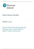 2024 Pearson Edexcel International Advanced Subsidiary Level mark scheme In Physics, WPH12  (Paper 01: Waves and Electricity)