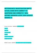 MOTORVEHICLE INVESTIGATION (MPTC) ACTUAL EXAM WITH CORRECT 75+ QUESTIONS AND CORRECTLY  WELL DEFINED ANSWERS LATEST 2024 ALREADY GRADED A+ 