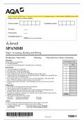 AQA A-level SPANISH Paper 1 Listening, Reading and Writing Question Paper + Mark scheme [MERGED] June 2023