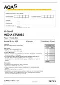 AQA A-level MEDIA STUDIES Paper 1 Media One Question Paper + Mark scheme [MERGED] June 2023