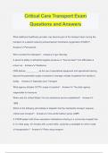 Critical Care Transport Exam Questions and Answers