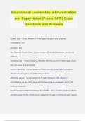 Educational Leadership: Administration and Supervision (Praxis 5411) Exam Questions and Answers