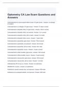 Optometry CA Law Exam Questions and Answers 2024 