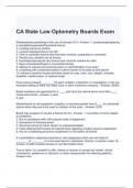 CA State Law Optometry Boards Exam with 100% correct Answers