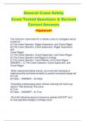 General Crane Safety Exam Tested Questions & Revised  Correct Answers  <Updated>