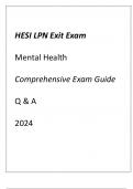 HESI LPN EXIT EXAM MENTAL HEALTH COMPREHENSIVE EXAM GUIDE Q & A 2024