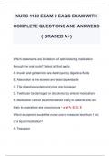 NURS 1140 EXAM 2 EAQS EXAM WITH  COMPLETE QUESTIONS AND ANSWERS  { GRADED A+} 