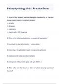 Pathophysiology Unit 1 Practice Exam QUESTIONS & ANSWERS 2024 ( A+ GRADED 100% VERIFIED)