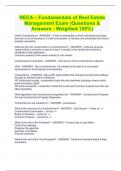 RECA – Fundamentals of Real Estate Management Exam (Questions & Answers - Weighted 100%)