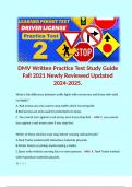 DMV Written Practice Test Study Guide Fall 2021 Newly Reviewed Updated 2024-2025.