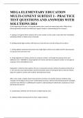 MEGA ELEMENTARY EDUCATION MULTI-CONENT SUBTEST I - PRACTICE TEST QUESTIONS AND ANSWERS WITH SOLUTIONS 2024