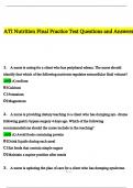 ATI Nutrition Final exam 100% Questions and Answers