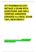 ATI PHARMACOLOGY  RETAKE 2 EXAM WITH  QUESTIONS AND WELL  VERIFIED ANSW[GRADED A+] REAL EXAM  100% NEW!!NEW!!!