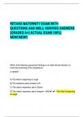 RETAKE MATERNITY EXAM WITH  QUESTIONS AND WELL VERIFIED ANSWERS  [GRADED A+] ACTUAL EXAM 100%]  NEW!!NEW!