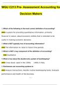 WGU C213 Pre Assessment Accounting for Decision Makers Questions and Answers (2024 / 2025) Updated Latest (Verified Answers)