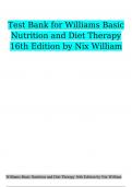 Test Bank For Williams’ Basic Nutrition & Diet Therapy Binder Ready 16th Edition Staci Nix McIntosh All Chapters Covered