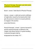 Physical therapy Georgia Law test exam questions and answers