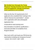 My Guided tour through the Texas Physical Therapy Practice Act and Rules and Occupational Therapy Examiners exam questions and answers