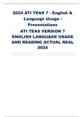 2024 ATI TEAS 7 - English &  Language Usage /  Presentations ATI TEAS VERSION 7  ENGLISH LANGUAGE USAGE  AND READING ACTUAL REAL 2024