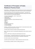 Certificate of Principles of Public Relations Practice Exam Questions with complete solutions latest version 2024( A+ GRADED 100% VERIFIED).