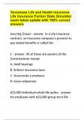 Tennessee Life and Health Insurance LIfe Insurance Portion State Simulator exam latest update with 100% correct answers