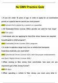 New Jersey DMV BUNDLED 2024 NJ DMV Permit Test (ACTUAL TEST )  NJ DMV Permit Test Questions and Answers (Latest Update 20242025)