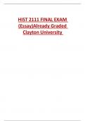 HIST 2111 FINAL EXAM  (Essay)Already Graded  Clayton University 