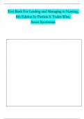 TEST BANK For Leading and Managing in Nursing, 8th Edition by Patricia S. Yoder-Wise, Susan Sportsman All Chapters 1 - 25, Complete Newest Version