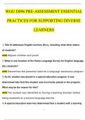 WGU D096 PRE-ASSESSMENT ESSENTIAL PRACTICES FOR SUPPORTING DIVERSE Questions and Answers 2024 / 2025 (Verified Answers by Expert)