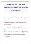 ADMIN NCO AGR EXAM WITH  COMPLETE QUESTIONS AND ANSWERS  { GRADED A+} 