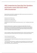 HESI Comprehensive Exam Real Test Questions and Answers Latest 2024/2025 Solved 100%;Chamberlain