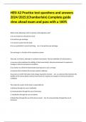 HESI A2 Practice test questions and answers 2024/2025;(Chamberlain).Complete guide view ahead exam and pass with a 100%