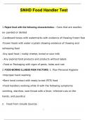 SNHD TESTS & EXAMS BUNDLED SNHD Food Handler Test   SNHD Protocol Test Review 2024  SNHD HEALTH CARD TEST  SNHD-BODY ART CARD EXAM LATEST 2024 Questions and Answers 2024 / 2025 (Verified Answers by Expert)