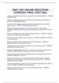 UNIV 1001 ONLINE EDUCATION  STRATEGY FINAL TEST Q&A