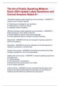 The Art of Public Speaking Midterm  Exam 2024 Update Latest Questions and  Correct Answers Rated A+