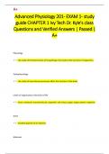 Advanced Physiology 201- EXAM 1- study  guide CHAPTER 1 Ivy Tech Dr. Kyle's class Questions and Verified Answers | Passed |  A+