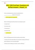 BIOL 2200 Final Exam Questions and  Verified Answers | Passed | A+