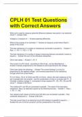 CPLH 01 Test Questions with Correct Answers 